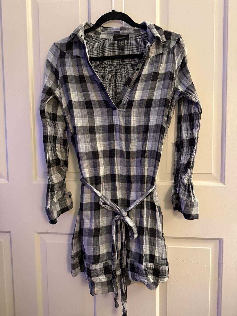 Sam & Max Women's Plaid Belted Tunic Shirt Dress Size M